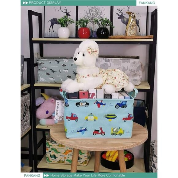 Storage Basket,Nursery Hamper Canvas Laundry Basket Foldable with Waterproof - Picture 2 of 7